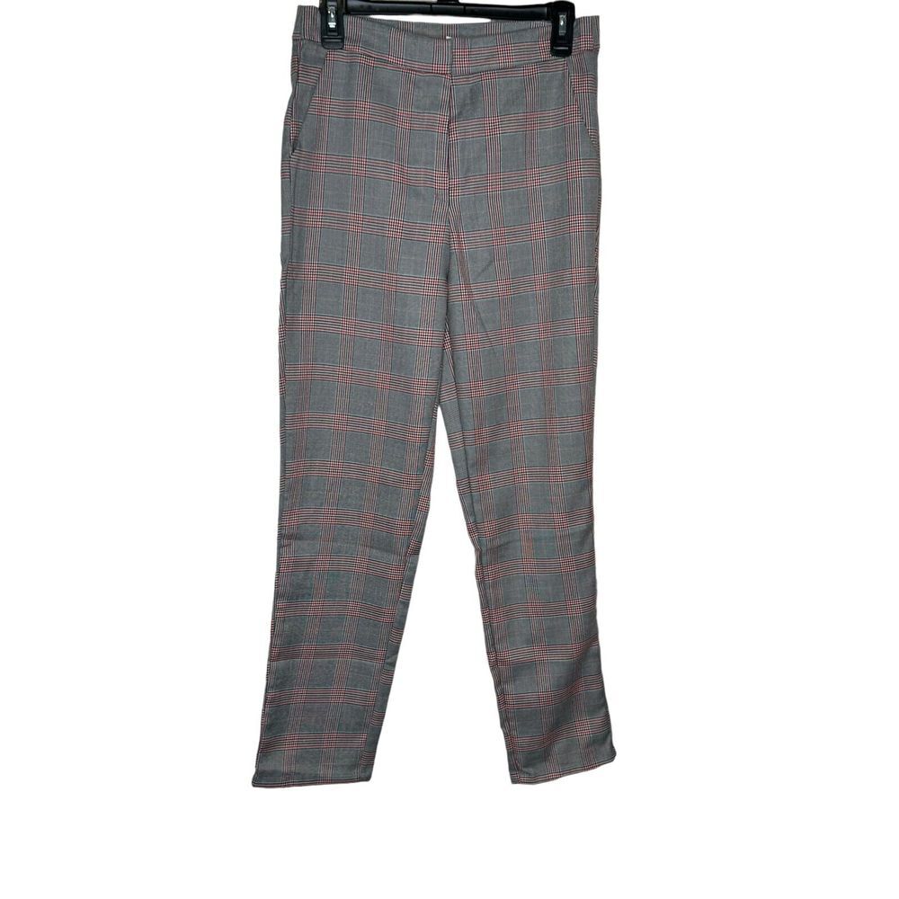 Umgee Women's Pants Trouser Plaid Check Chino Casual High-Rise Skinny Size Small